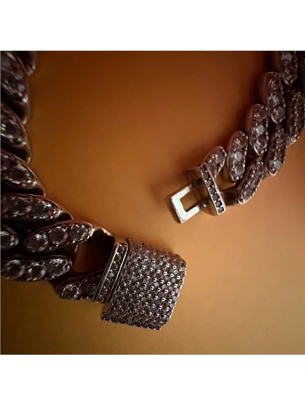 Macy's Silver Cubic Zirconia Curb Link Bracelet - White Crystal
